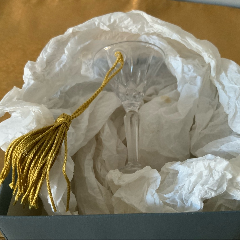 Elegant Clear Glass Holiday Ornament with Gold Tassel